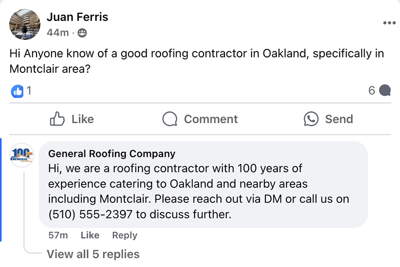 PostLeads AI comment example 1