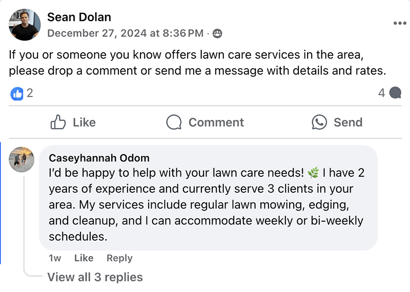 PostLeads AI comment example 2