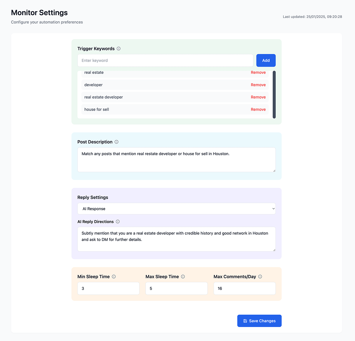 Automatic keyword-based Facebook commenting